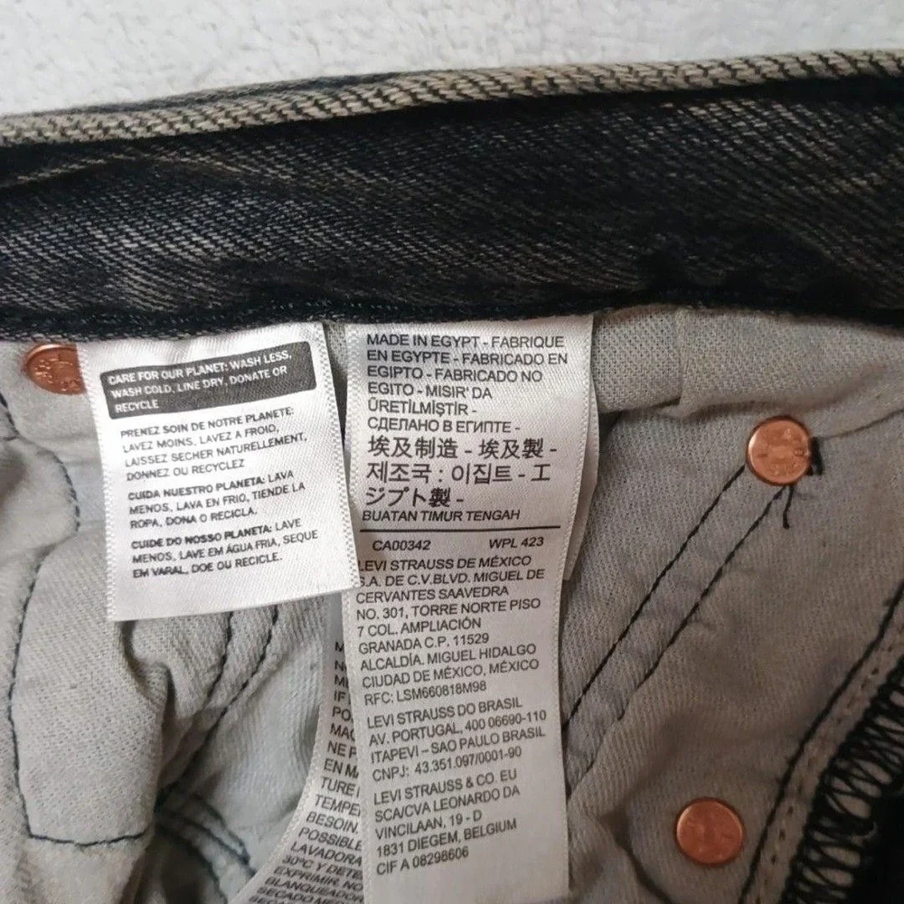 Levis 501 93 Jeans Mens 32x34 Gray Straight Acid Wash Classic Denim Button Fly